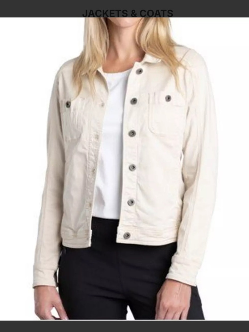 KUHL women’s Kultivatr Soft Twill Light Beige Button Up Utility Jacket size S